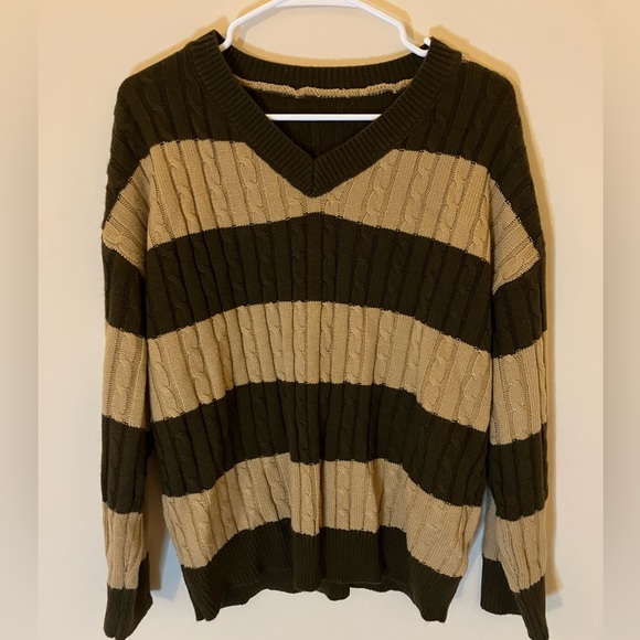 Cute Brown Stiped Knitted Sweater - Picture 4 of 8